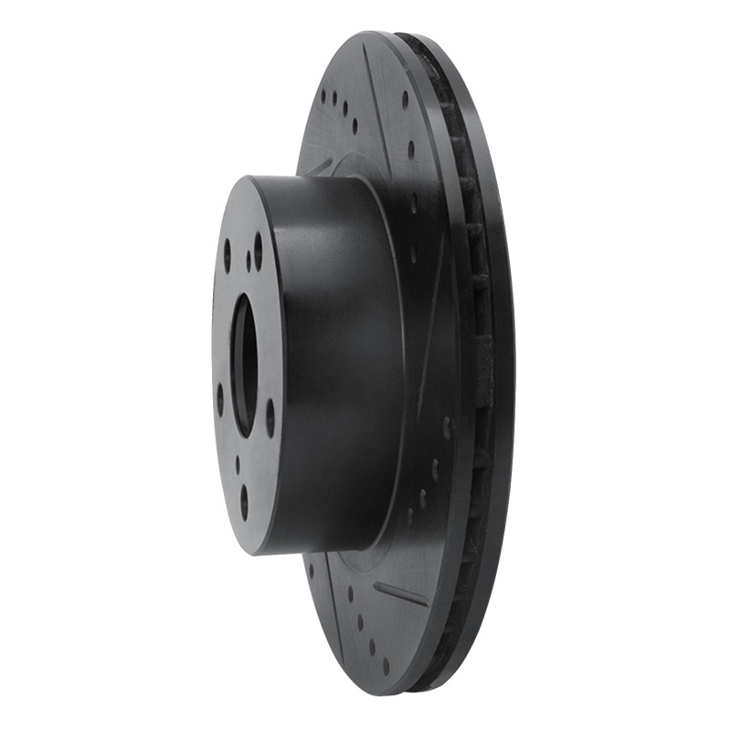Picture of R1 89-92 Toyota Cressida Front Right Drilled & Slotted Black Brake Rotor