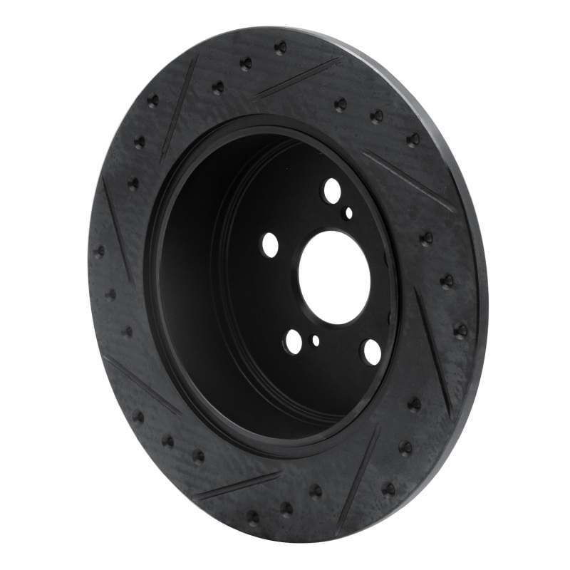 Picture of R1 90-93 Toyota Celica Rear Right Drilled & Slotted Black Brake Rotor