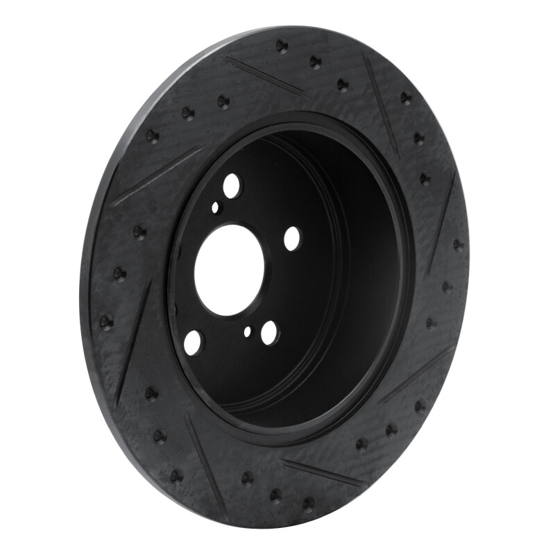 Picture of R1 90-93 Toyota Celica Rear Left Drilled & Slotted Black Brake Rotor