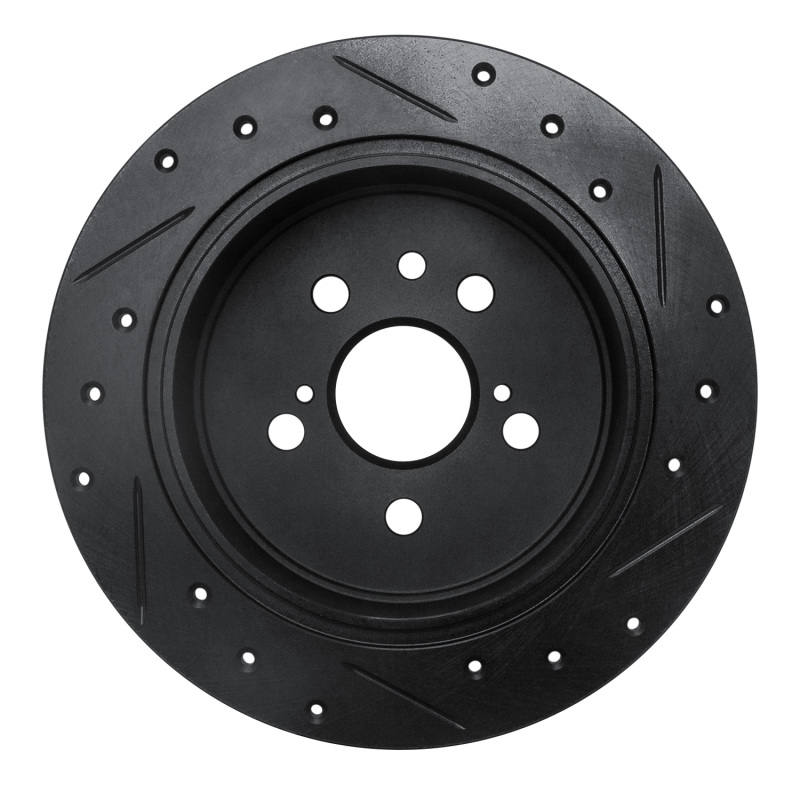 Picture of R1 94-95 Toyota Celica Rear Left Drilled & Slotted Black Brake Rotor