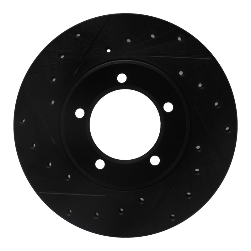 Picture of R1 79-83 Toyota Pickup Front Left Drilled & Slotted Black Brake Rotor