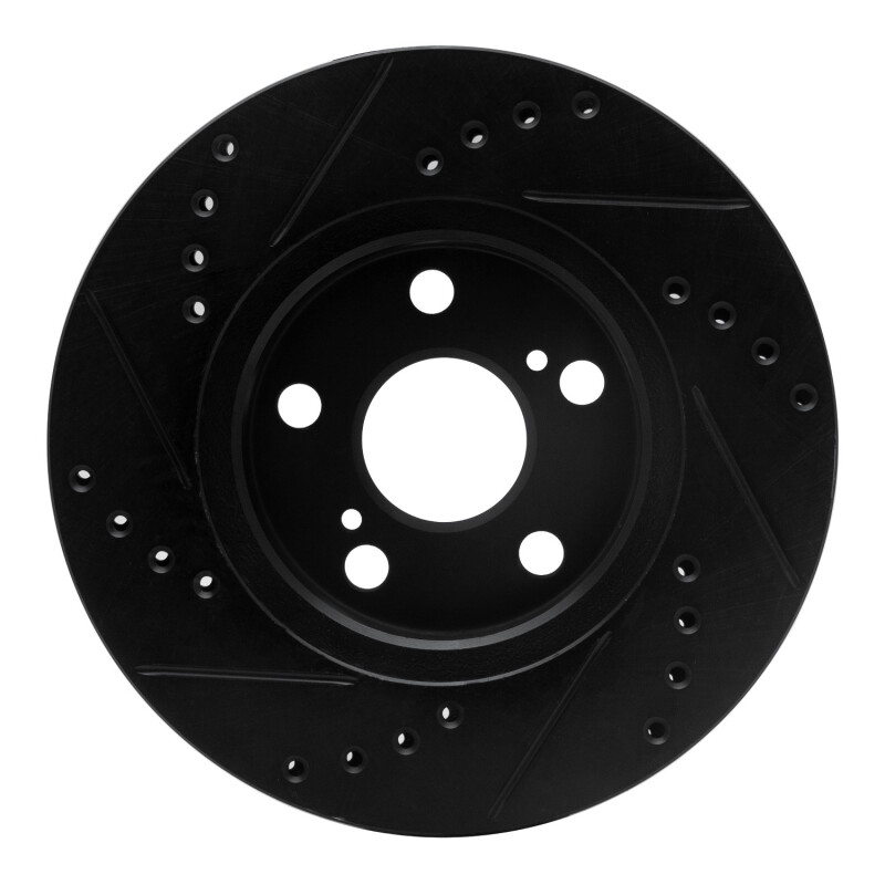 Picture of R1 04-09 Toyota Prius Front Right Drilled & Slotted Black Brake Rotor