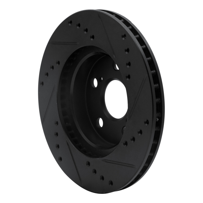 Picture of R1 04-09 Toyota Prius Front Left Drilled & Slotted Black Brake Rotor