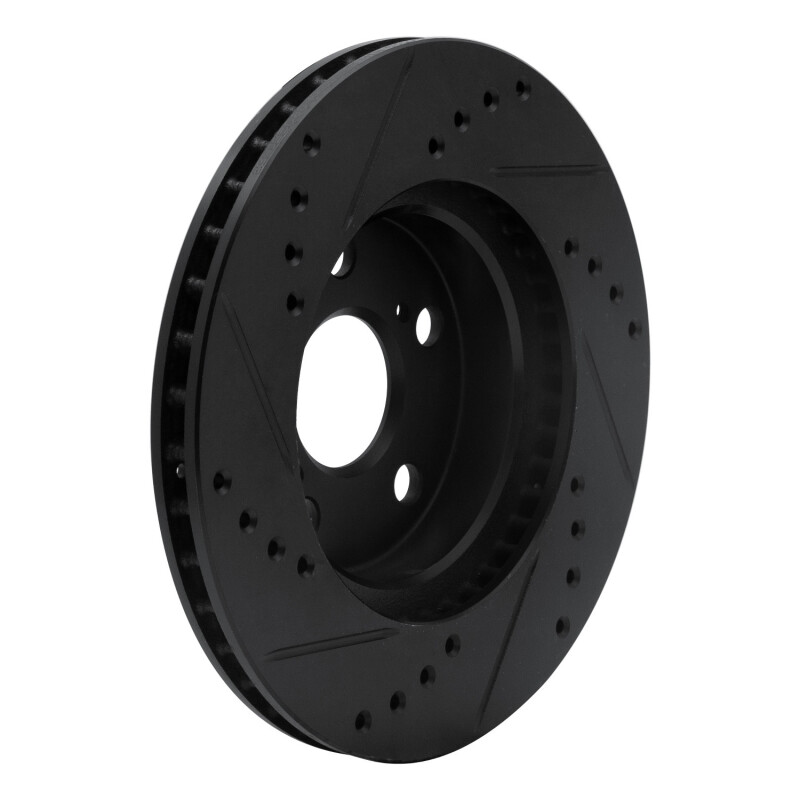 Picture of R1 04-09 Toyota Prius Front Right Drilled & Slotted Black Brake Rotor