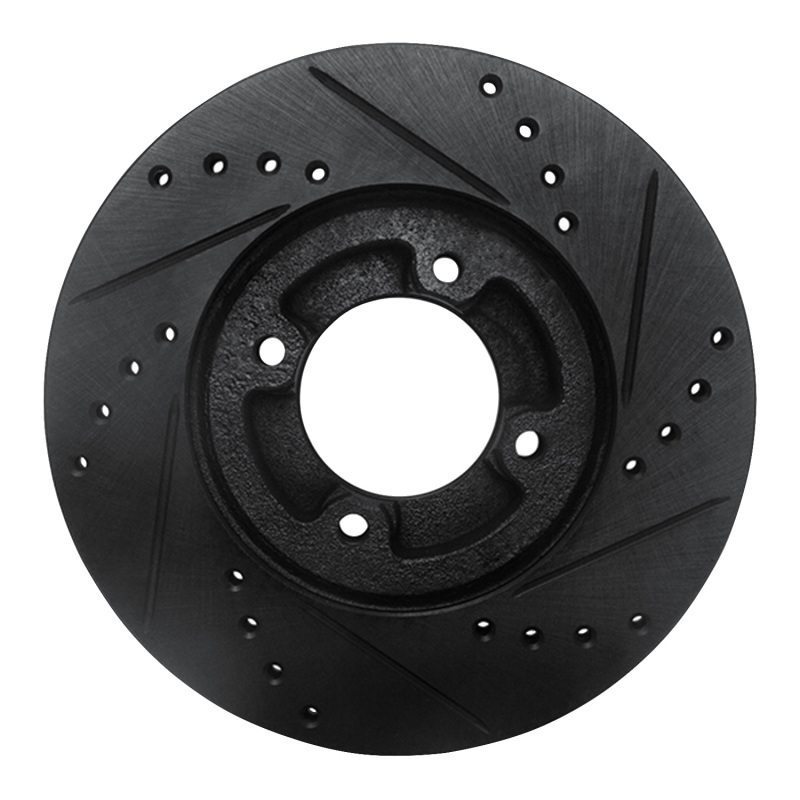 Picture of R1 86-89 Toyota Van Front Left Drilled & Slotted Black Brake Rotor