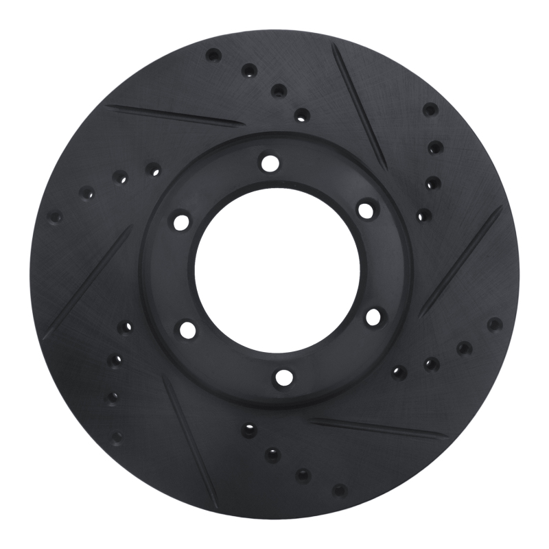 Picture of R1 89-93 Toyota Pickup Front Right Drilled & Slotted Black Brake Rotor