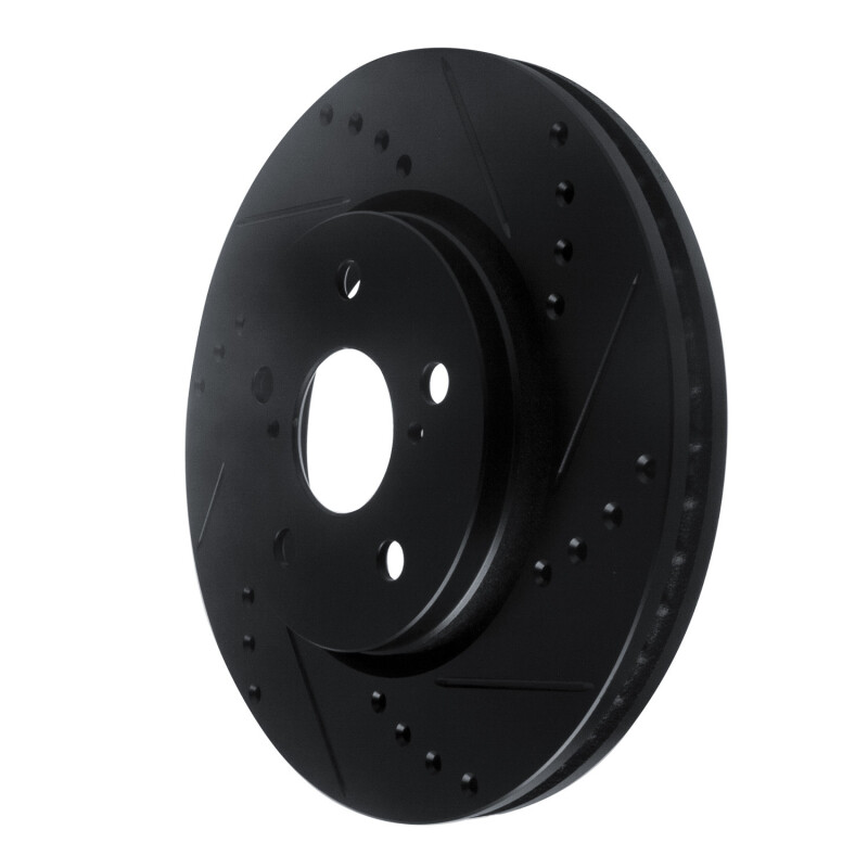Picture of R1 18-22 Toyota C-HR Front Right Drilled & Slotted Black Brake Rotor