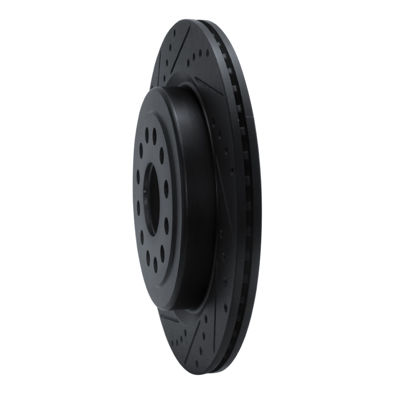 Picture of R1 19-25 Ram 1500 Rear Left Drilled & Slotted Black Brake Rotor