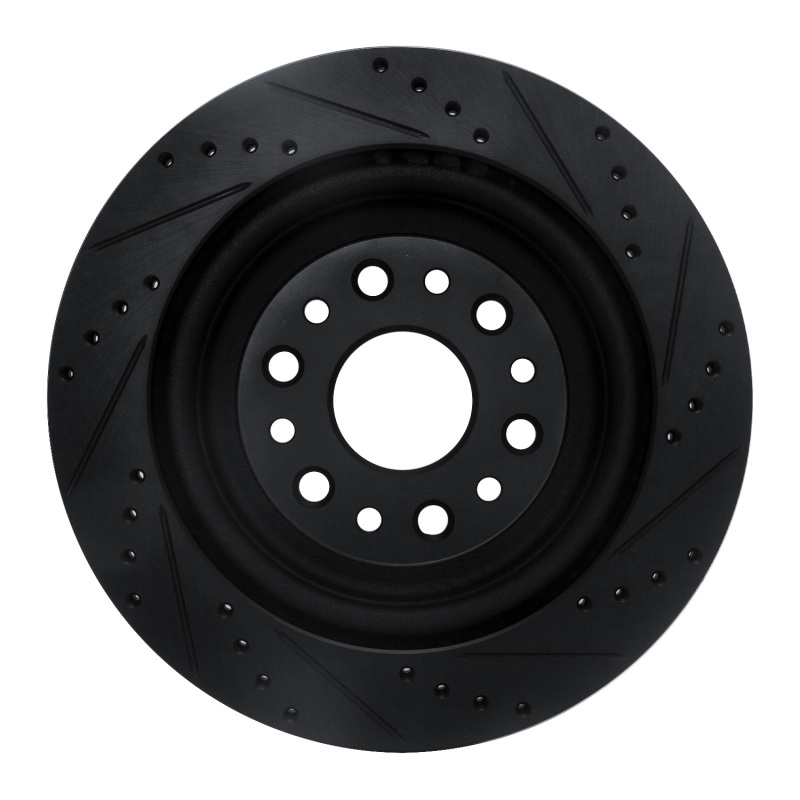Picture of R1 19-25 Ram 1500 Rear Left Drilled & Slotted Black Brake Rotor