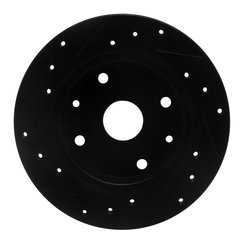 Picture of R1 81-85 Mazda RX-7 Rear Right Drilled & Slotted Black Brake Rotor