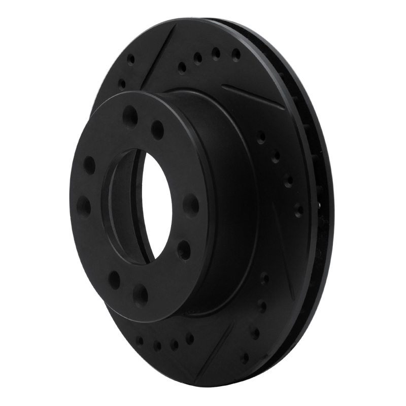 Picture of R1 86-88 Mazda RX-7 Front Left Drilled & Slotted Black Brake Rotor