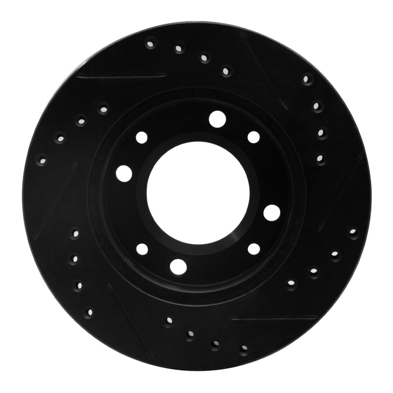 Picture of R1 86-88 Mazda RX-7 Front Left Drilled & Slotted Black Brake Rotor