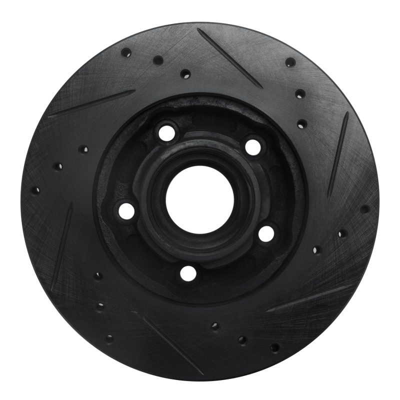 Picture of R1 88-91 Mazda 929 Front Left Drilled & Slotted Black Brake Rotor