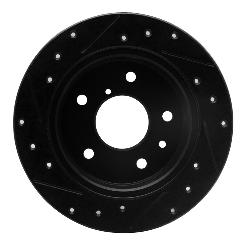 Picture of R1 89-91 Mazda RX-7 Rear Right Drilled & Slotted Black Brake Rotor