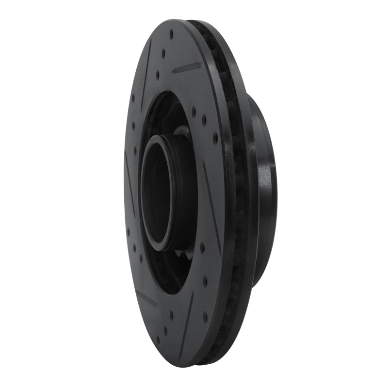 Picture of R1 88-91 Mazda 929 Front Right Drilled & Slotted Black Brake Rotor