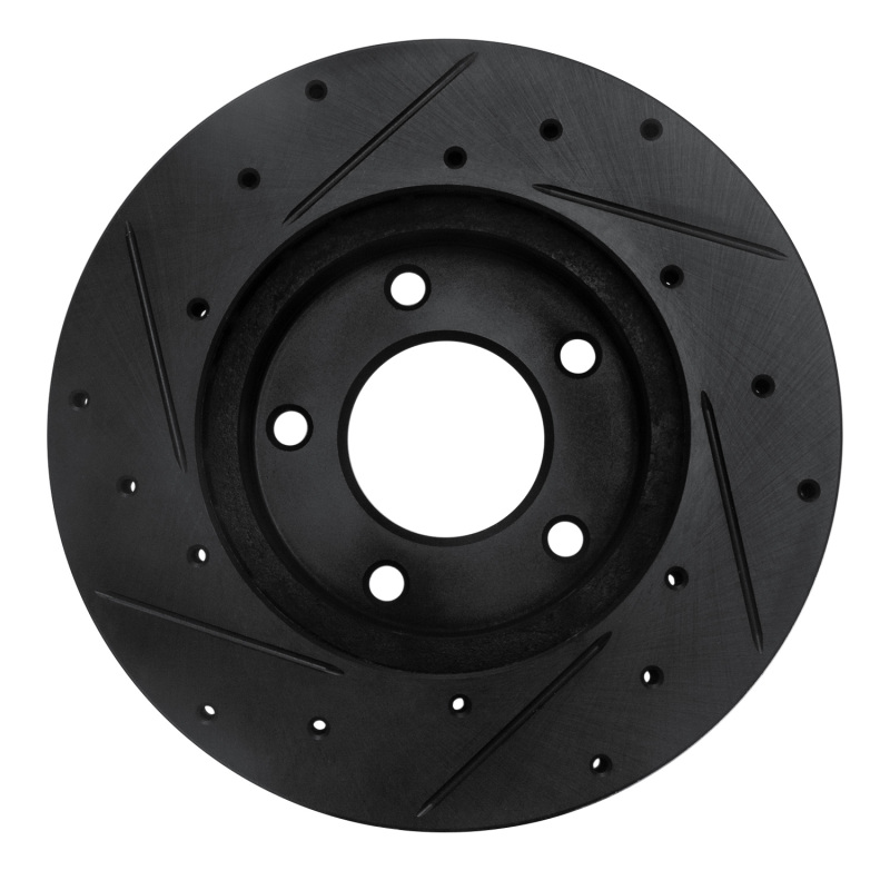 Picture of R1 92-03 Mazda 626 Front Right Drilled & Slotted Black Brake Rotor