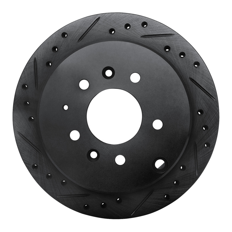 Picture of R1 92-06 Mazda 929 Rear Left Drilled & Slotted Black Brake Rotor