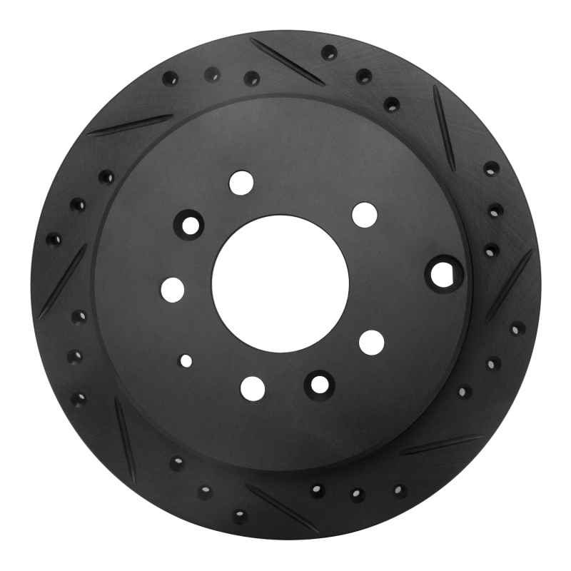 Picture of R1 92-06 Mazda 929 Rear Right Drilled & Slotted Black Brake Rotor