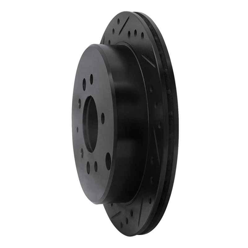 Picture of R1 92-06 Mazda 929 Rear Left Drilled & Slotted Black Brake Rotor