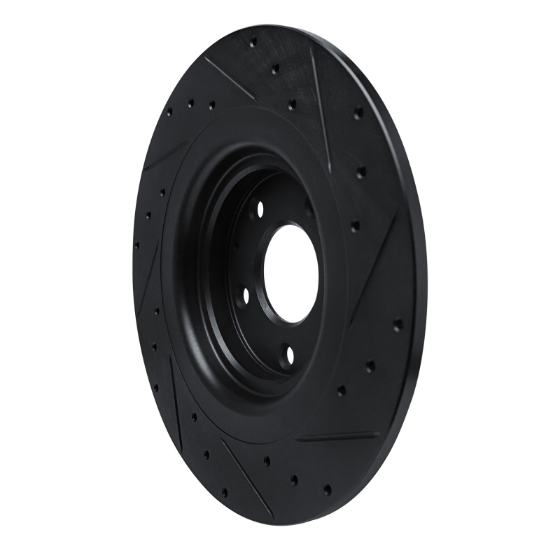 Picture of R1 16-23 Mazda CX-9 Rear Left Drilled & Slotted Black Brake Rotor
