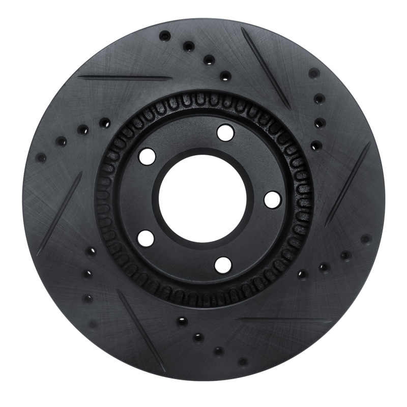 Picture of R1 96-98 Mazda MPV Front Left Drilled & Slotted Black Brake Rotor