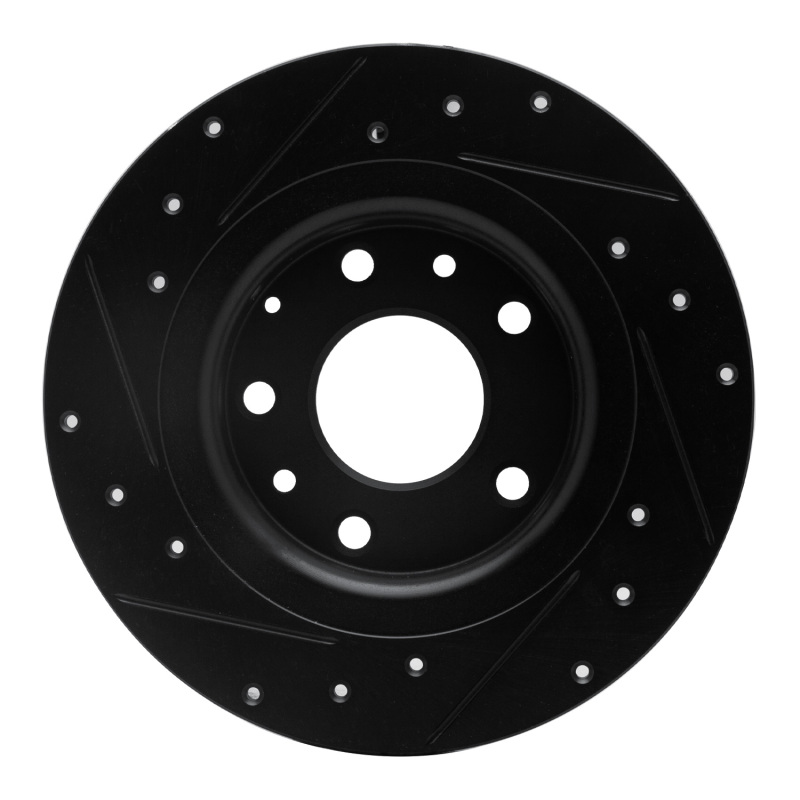 Picture of R1 16-18 Mazda CX-3 Rear Right Drilled & Slotted Black Brake Rotor