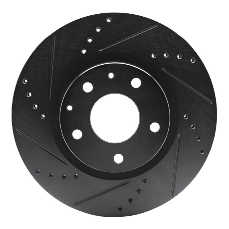 Picture of R1 19-25 Mazda CX-30 Front Left Drilled & Slotted Black Brake Rotor