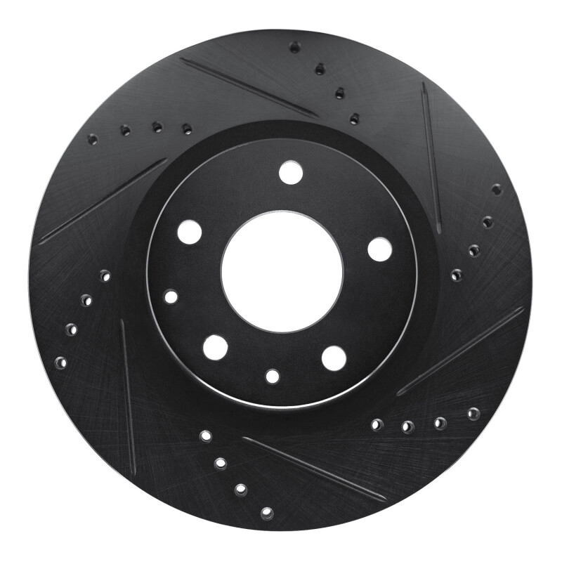 Picture of R1 19-25 Mazda CX-30 Front Right Drilled & Slotted Black Brake Rotor