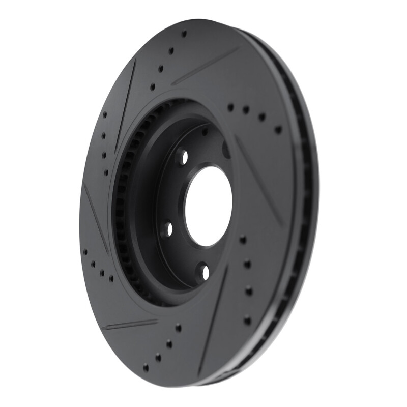 Picture of R1 19-25 Mazda CX-30 Front Right Drilled & Slotted Black Brake Rotor