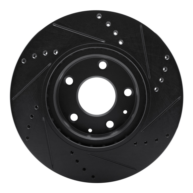 Picture of R1 19-25 Mazda CX-30 Front Left Drilled & Slotted Black Brake Rotor