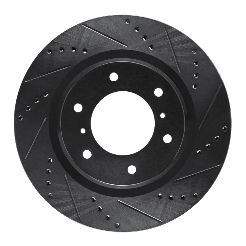 Picture of R1 08-17 Mitsubishi Montero Limited (Mexico) Front Right Drilled & Slotted Black Brake Rotor