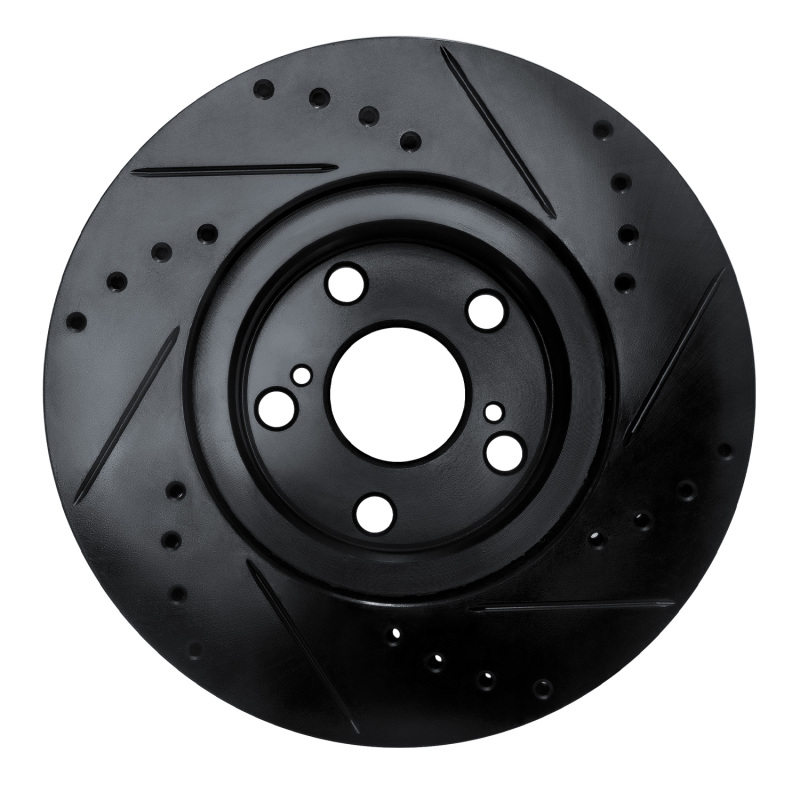 Picture of R1 09-15 Toyota Corolla (Mexico) Front Left Drilled & Slotted Black Brake Rotor