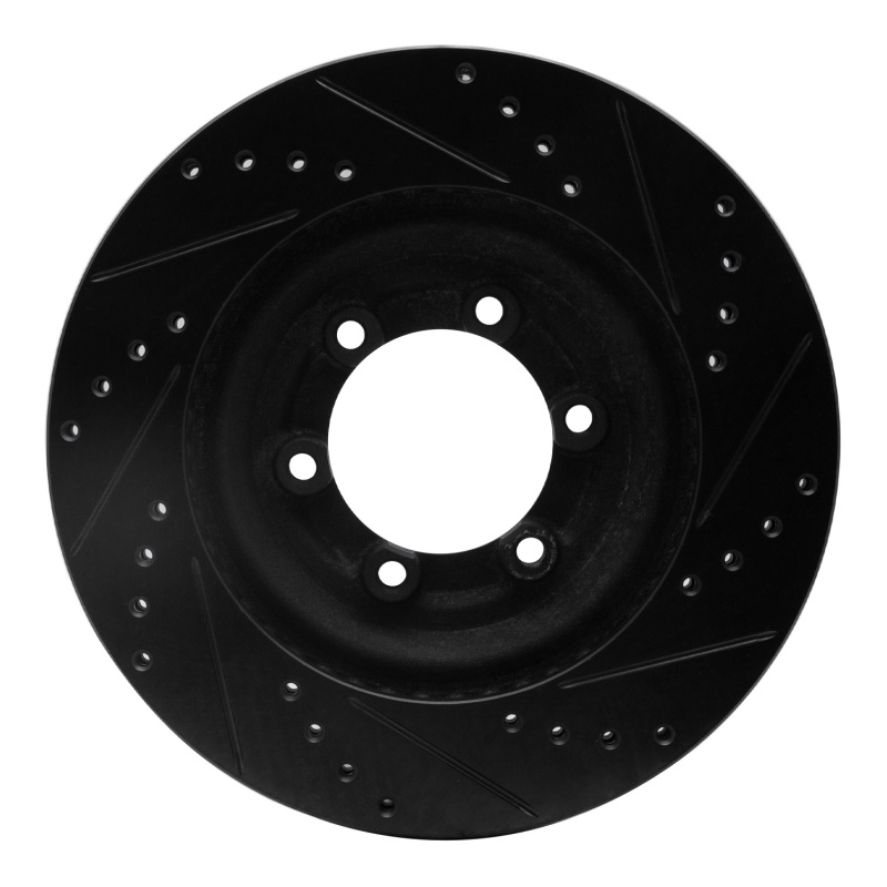 Picture of R1 12-18 Chevrolet Colorado Front Left Drilled & Slotted Black Brake Rotor