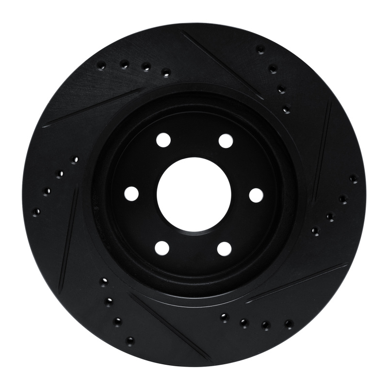 Picture of R1 16-22 Nissan NP300 Frontier (Mexico) Front Left Drilled & Slotted Black Brake Rotor