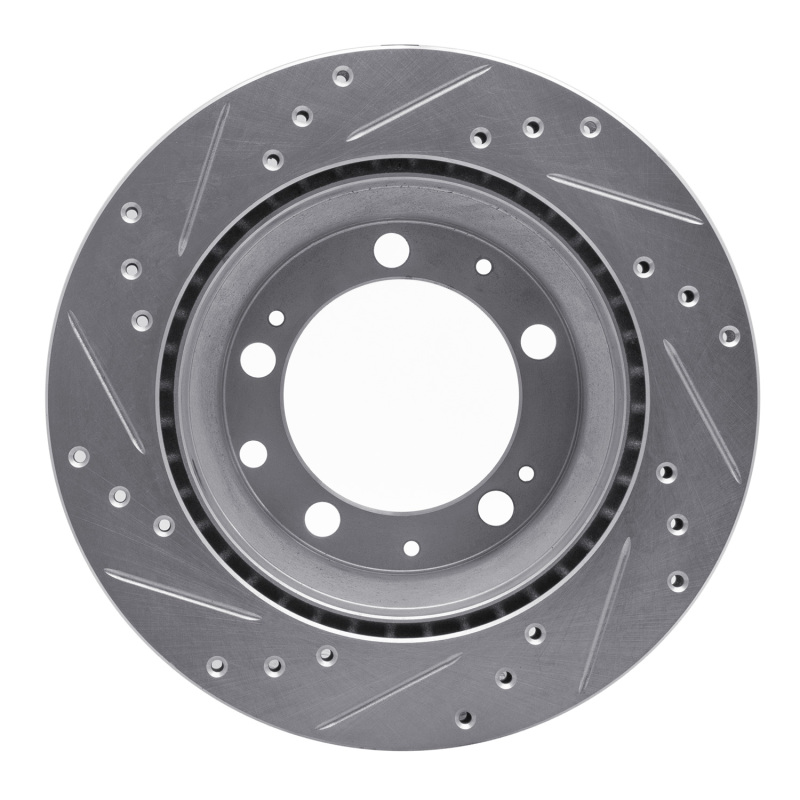 Picture of R1 87-89 Porsche 944 Except Turbo Rear Right Drilled & Slotted Silver Brake Rotor