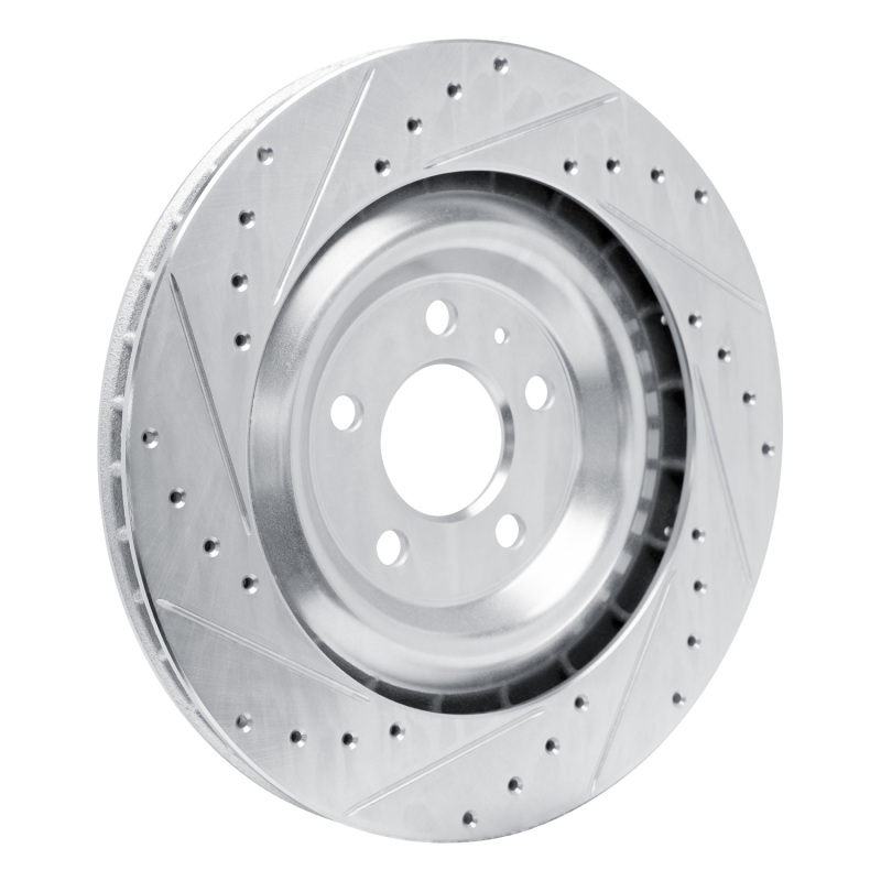 Picture of R1 15-18 Porsche Macan Rear Left Drilled & Slotted Silver Brake Rotor