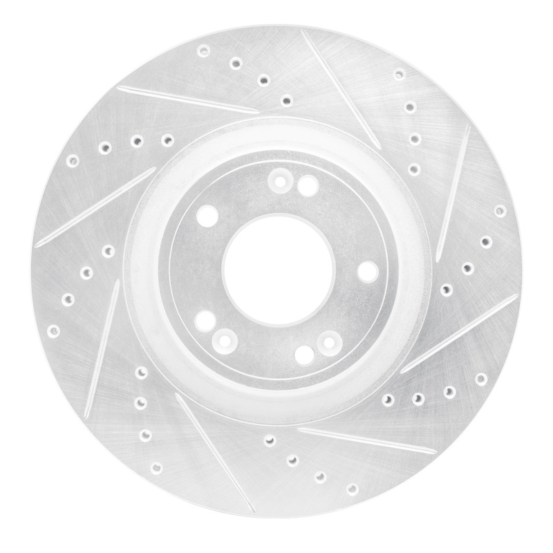 Picture of R1 09-14 Hyundai Genesis Sedan Front Right Drilled & Slotted Silver Brake Rotor