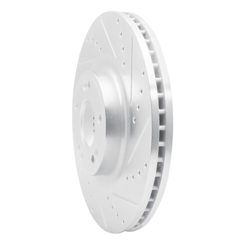 Picture of R1 09-14 Hyundai Genesis Sedan Front Right Drilled & Slotted Silver Brake Rotor