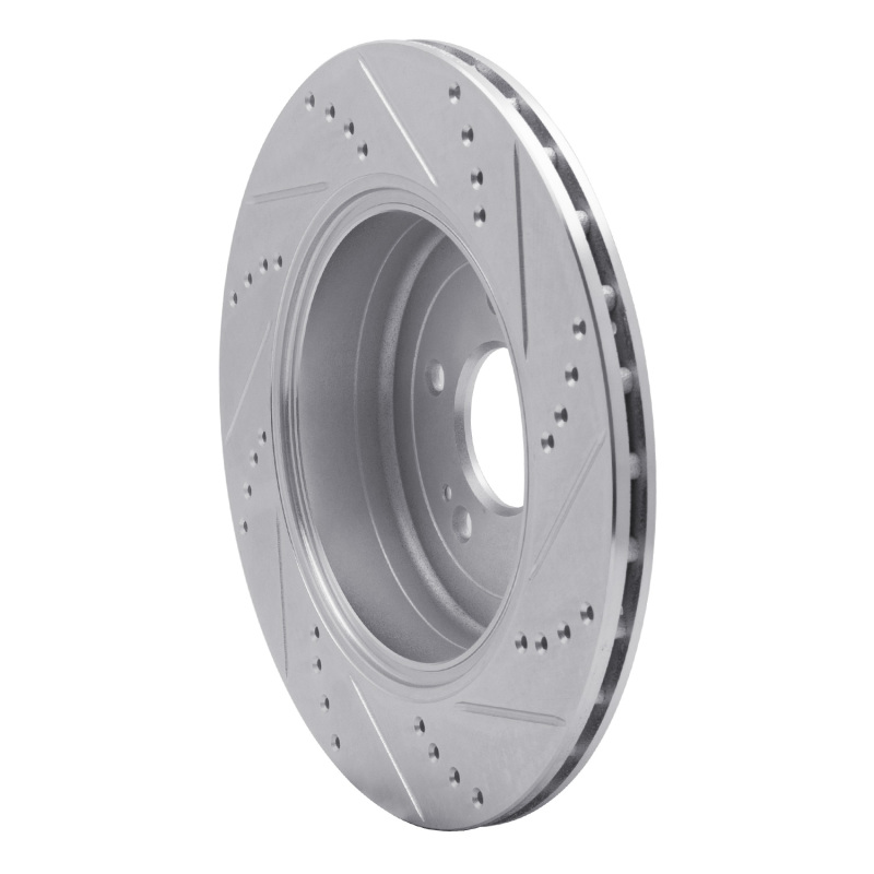Picture of R1 10-16 Hyundai Genesis Coupe Rear Left Drilled & Slotted Silver Brake Rotor