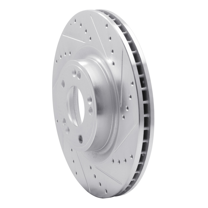 Picture of R1 09-11 Hyundai Genesis Sedan Front Right Drilled & Slotted Silver Brake Rotor