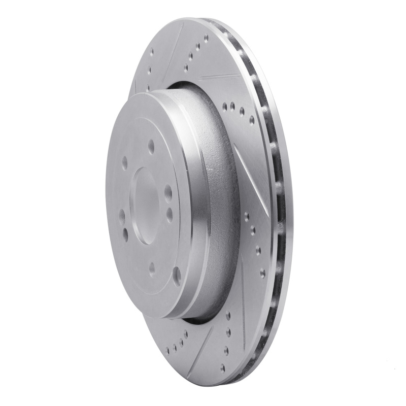 Picture of R1 10-16 Hyundai Genesis Coupe Rear Left Drilled & Slotted Silver Brake Rotor