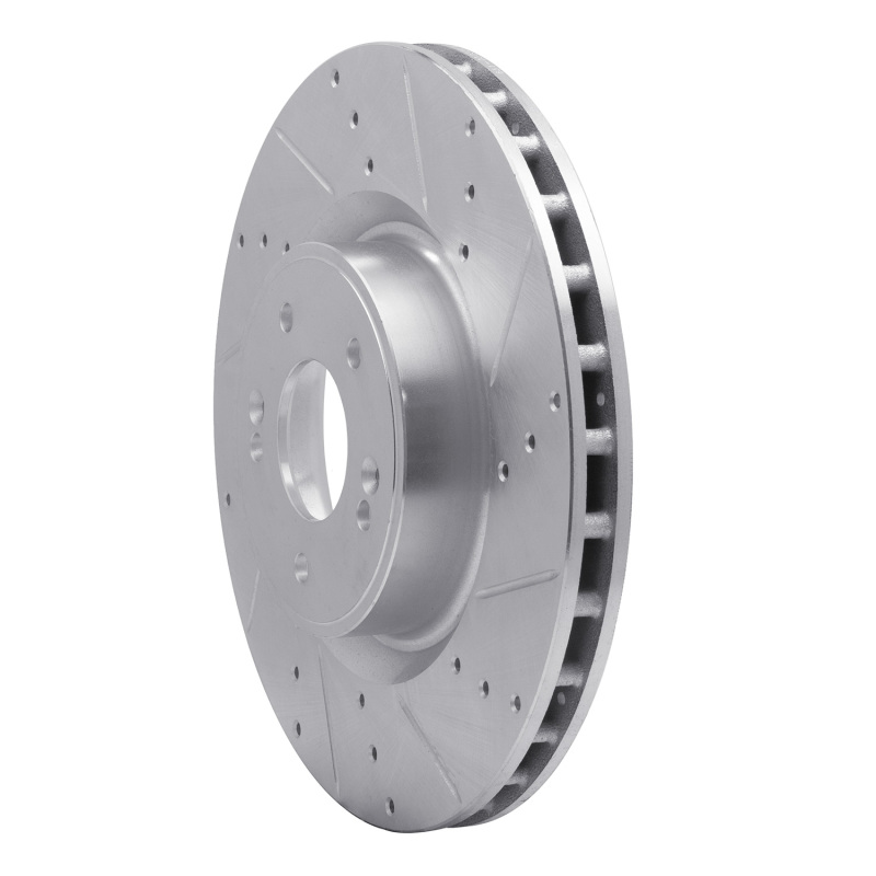 Picture of R1 10-16 Hyundai Genesis Coupe Front Right Drilled & Slotted Silver Brake Rotor