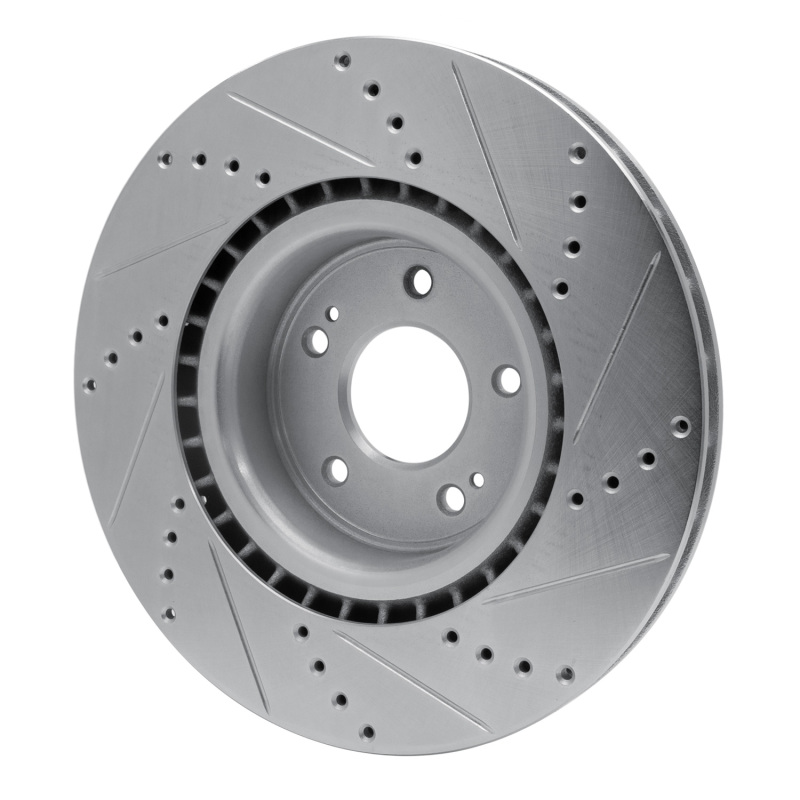 Picture of R1 10-16 Hyundai Genesis Coupe Front Left Drilled & Slotted Silver Brake Rotor