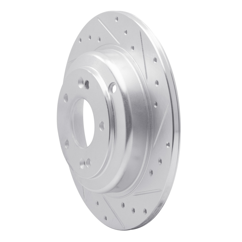 Picture of R1 10-16 Hyundai Genesis Coupe Rear Right Drilled & Slotted Silver Brake Rotor