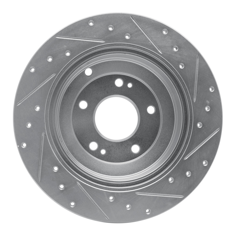 Picture of R1 10-16 Hyundai Genesis Coupe Rear Left Drilled & Slotted Silver Brake Rotor