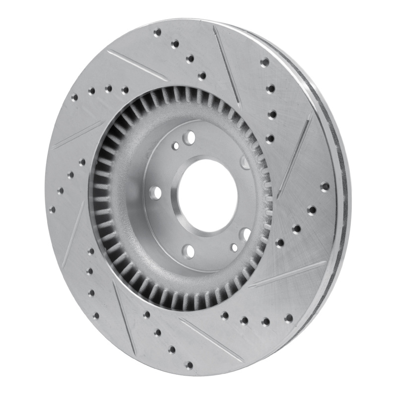 Picture of R1 10-16 Hyundai Genesis Coupe Front Left Drilled & Slotted Silver Brake Rotor