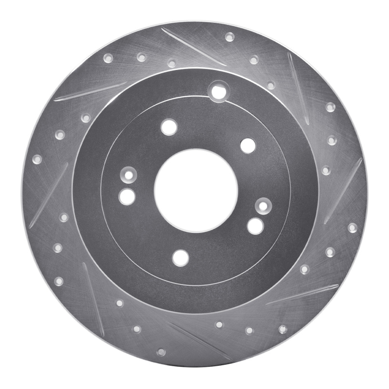 Picture of R1 07-09 Hyundai SANTA FE Rear Right Drilled & Slotted Silver Brake Rotor