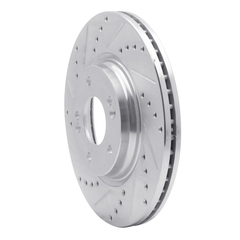 Picture of R1 15-25 Hyundai Kona EV Front Left Drilled & Slotted Silver Brake Rotor