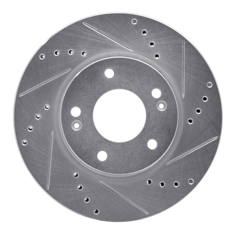 Picture of R1 17-22 Hyundai Ioniq Front Right Drilled & Slotted Silver Brake Rotor