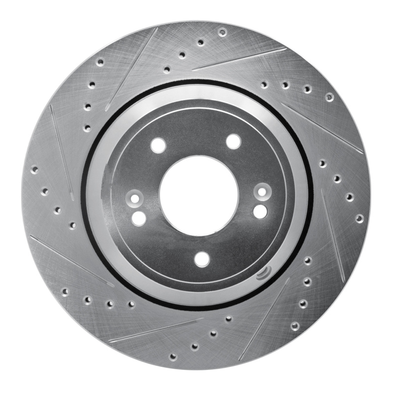 Picture of R1 18-23 Genesis G80 Rear Left Drilled & Slotted Silver Brake Rotor